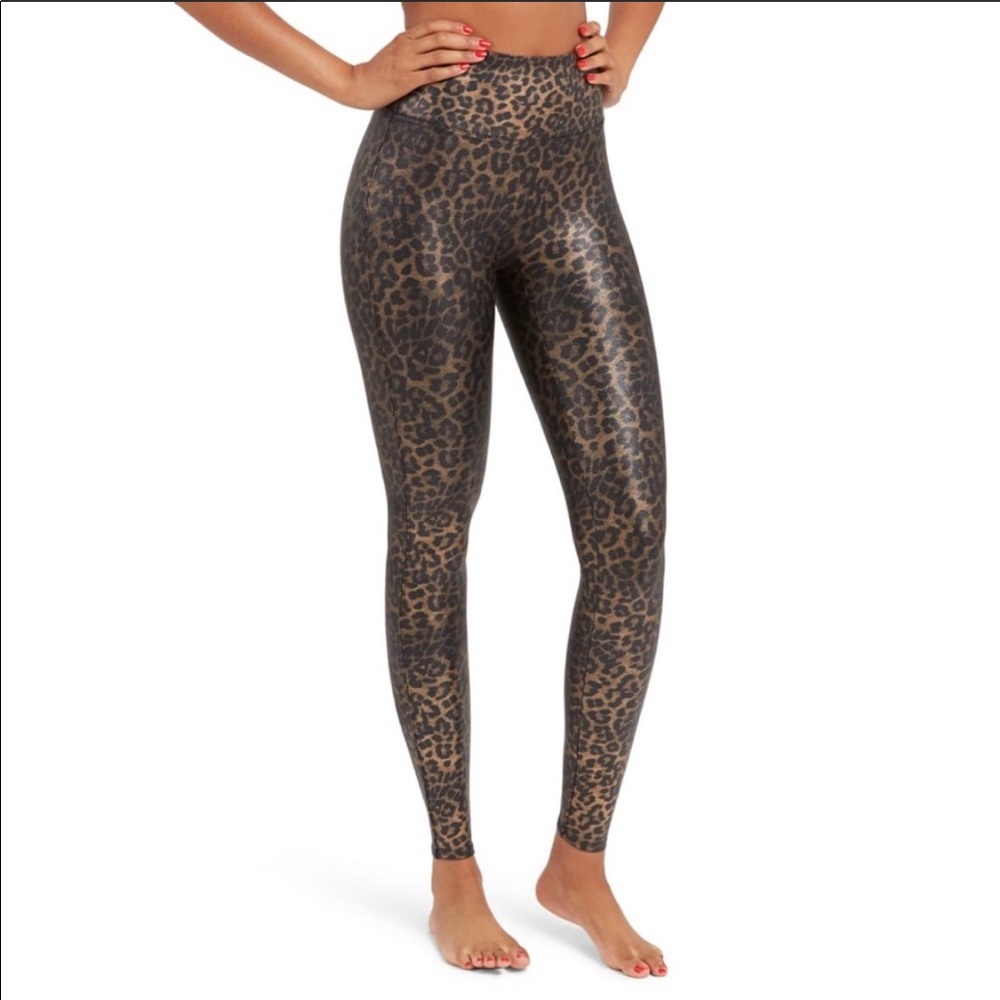 Spanx Faux Leather Leopard Leggings